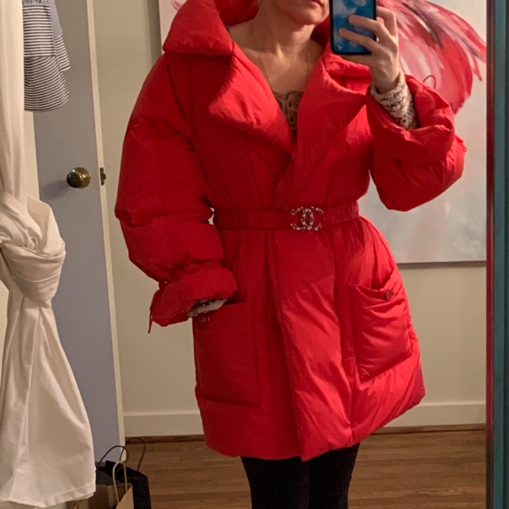 CHANEL Coat PUFFER JACKET Red Size 34, XS, 0-2 New tag/receipt SOLD - Picture 2 of 16